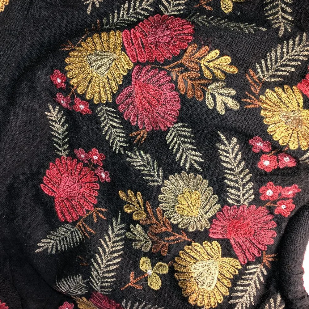 Christian Livingston black embroidered floral bag